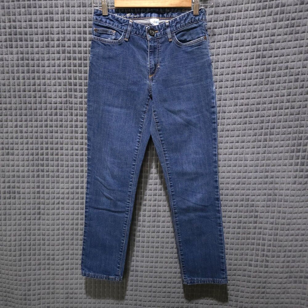 Eddie Bauer Low Rise Jeans Womens2 28x28 Y2K 90s Slim Straight Stretch Med Wash